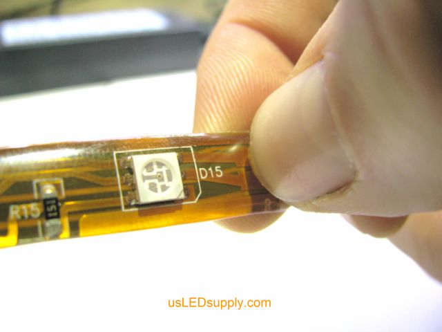 Peel off waterproof coating at the end of the flexible LED strip